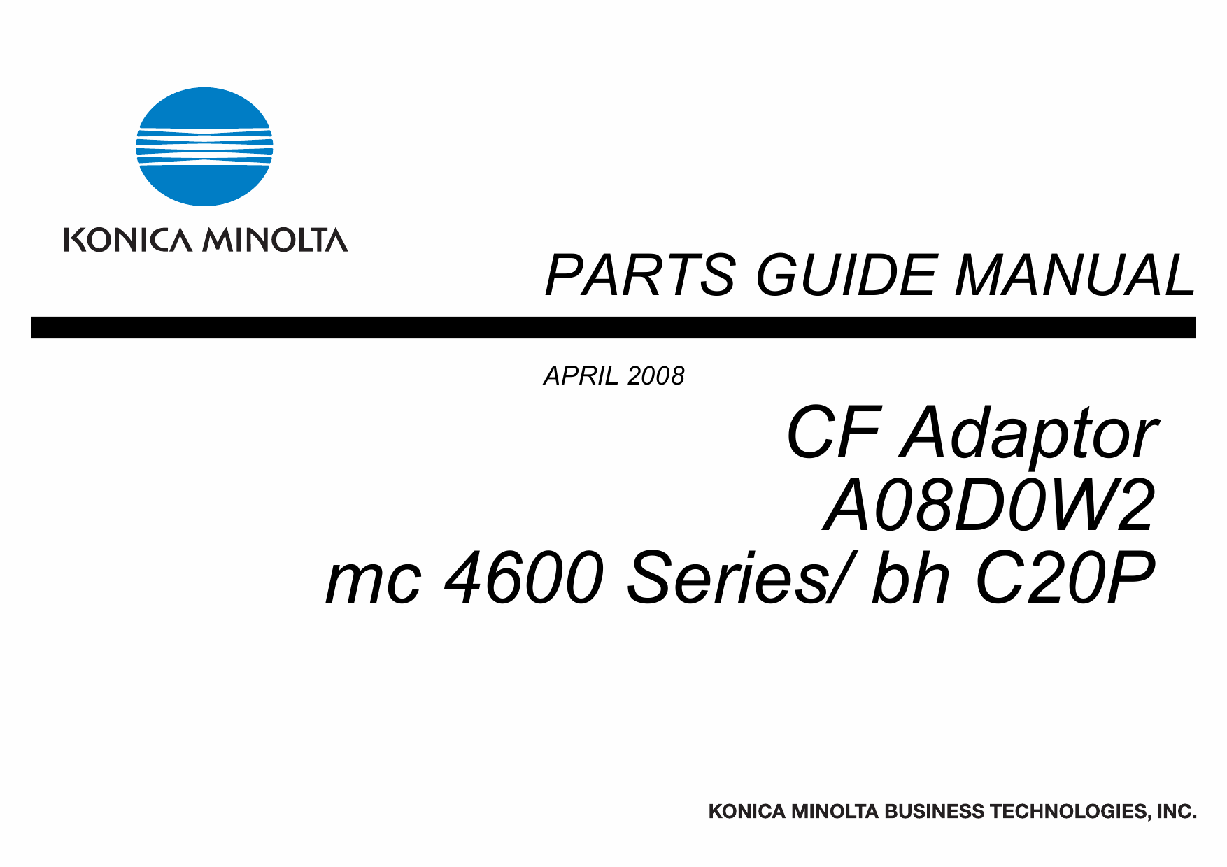 Konica-Minolta magicolor 4690 C20P CF-Adaptor A08D0W2 Parts Manual-1